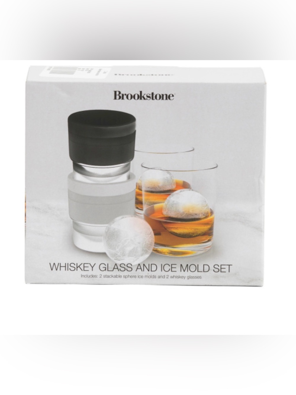 NEW! Brookstone Whiskey Glass and Ice Mold Set